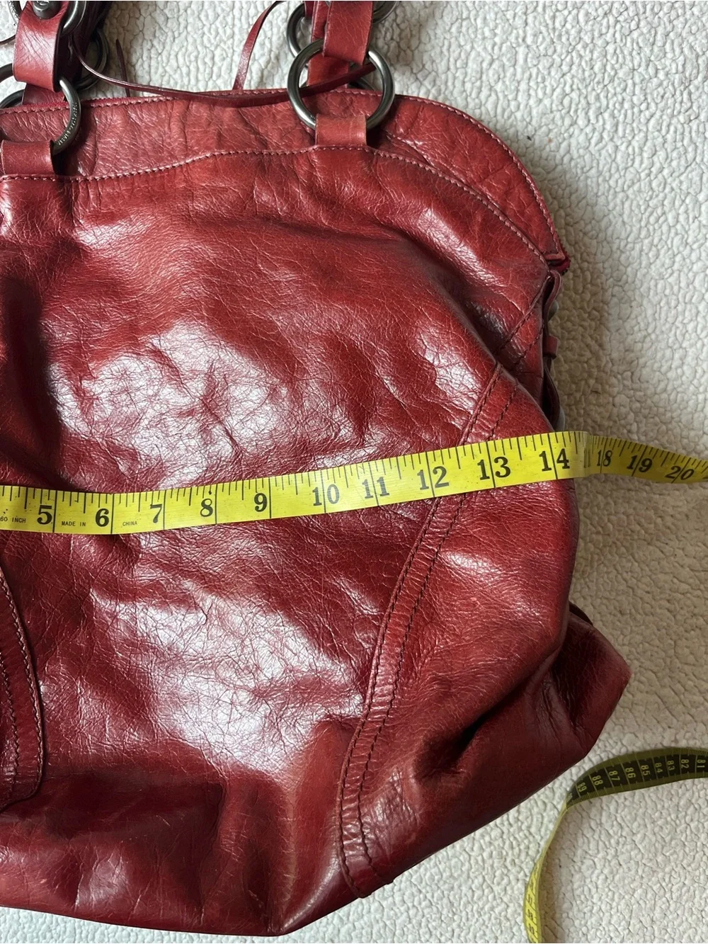 FRANCESCO BIASIA BURGUNDY SATCHEL HOBO LEATHER PURSE BAG